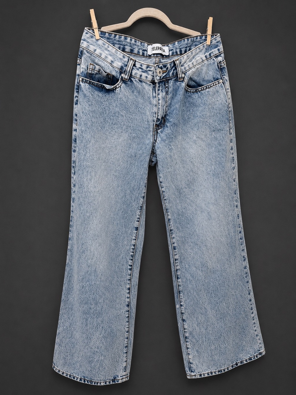 Telepatia Bow Pocket Wide Leg Jeans Women’s 7/28 Light Wash Denim